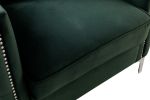 Bayberry 34" Green Velvet Chair with 1 Pillow