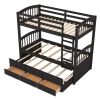 Wood Bunk Bed with Trundle and Drawers, Espresso