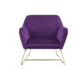 Keira 29.5" Purple Velvet Accent Chair with Metal Base