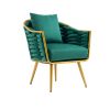 Velvet Accent Chair Modern Upholstered Armchair Tufted Chair with Metal Frame, Single Leisure Chairs for Living Room Bedroom Office Balcony