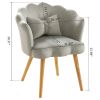 Vanbow.Velvet Wooden foot casual lotus chair with waist pillow(GREY)