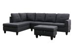 Black Grey Linen Living Room Sofa Set A