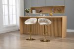 COOLMORE Swivel Bar Stools Set of 2 Adjustable Counter Height Chairs with Footrest for Kitchen, Dining Room 2PC/SET