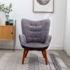 Leiria Contemporary Silky Velvet Tufted Accent Chair with Ottoman, Gray