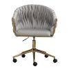 Modern home office leisure chair with adjustable velvet height and adjustable casters (GREY)