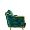 Velvet Accent Chair Modern Upholstered Armchair Tufted Chair with Metal Frame, Single Leisure Chairs for Living Room Bedroom Office Balcony