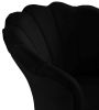 Angelina 34" Black Velvet Scalloped Back Barrel Accent Chair with Metal Legs