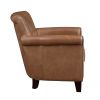 Traditional Brown Leather Accent Chair 1pc Solid Wood Frame Top-Grain Leather Nailhead Trim Classic Modern Living Room Furniture