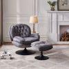 Swivel Leisure chair lounge chair velvet GREY color with ottoman