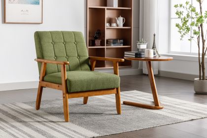 Leisure Chair with Solid Wood Armrest and Feet, Mid-Century Modern Accent chair, for Living Room Bedroom Studio chair (Color: as Pic)