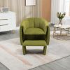 COOLMORE Accent Chair with Ottoman, Mid Century Modern Barrel Chair Upholstered Club Tub Round Arms Chair for Living Room